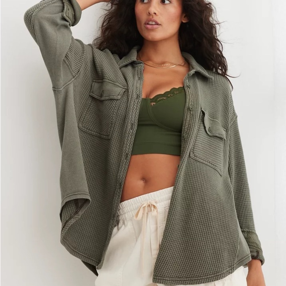 💜 Aerie LumberJane Waffle Shirt /jacket